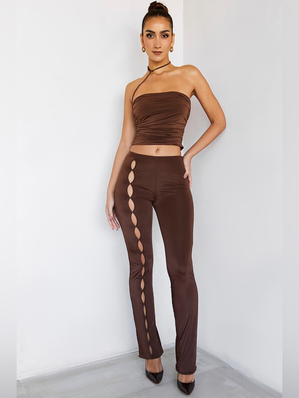 NWT Mistress Rocks Navigate Brown Cutout Pant Sz Small
